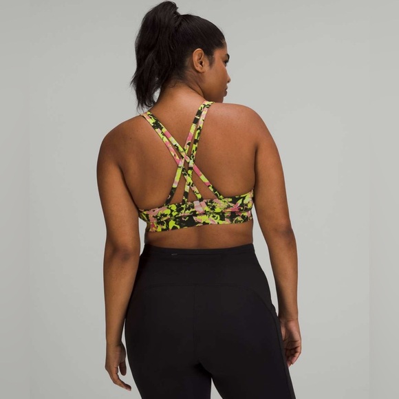 Lululemon Energy Bra Medium Support Inflect Floral Highlight Yellow Multi - Picture 3 of 14